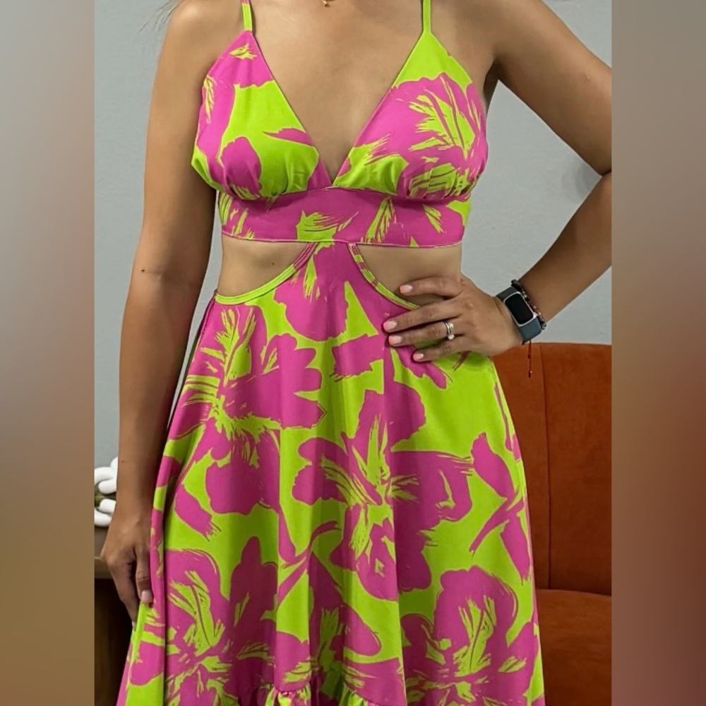 Floral Pink and Green Women's Skirt